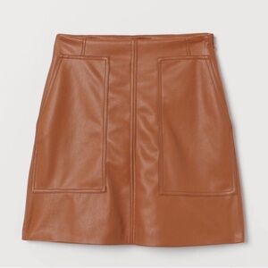 H&M Brown Faux Leather Mini Skirt